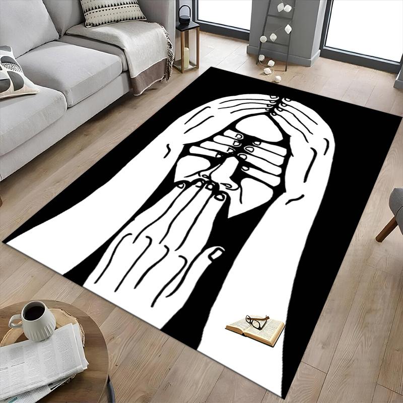 1pc Prayer Hands Area Rug Soft Flannel Floor Mat for Living Room, Bedroom and Carpet, Sofa Coffee Table Floor Mat, Decorative Rug q21