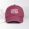 Funny "Crazy Old Man" Print Washed Baseball Cap Adjustable Unisex Grandpa Casual Sun Hat