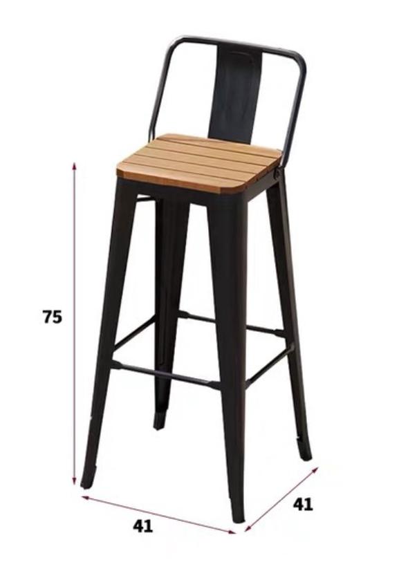 Outdoor Wood-Plastic Waterproof Bar Table & Chairs Set - High-Legged, Wall-Leaning Design for Balcony or Coffee Shop