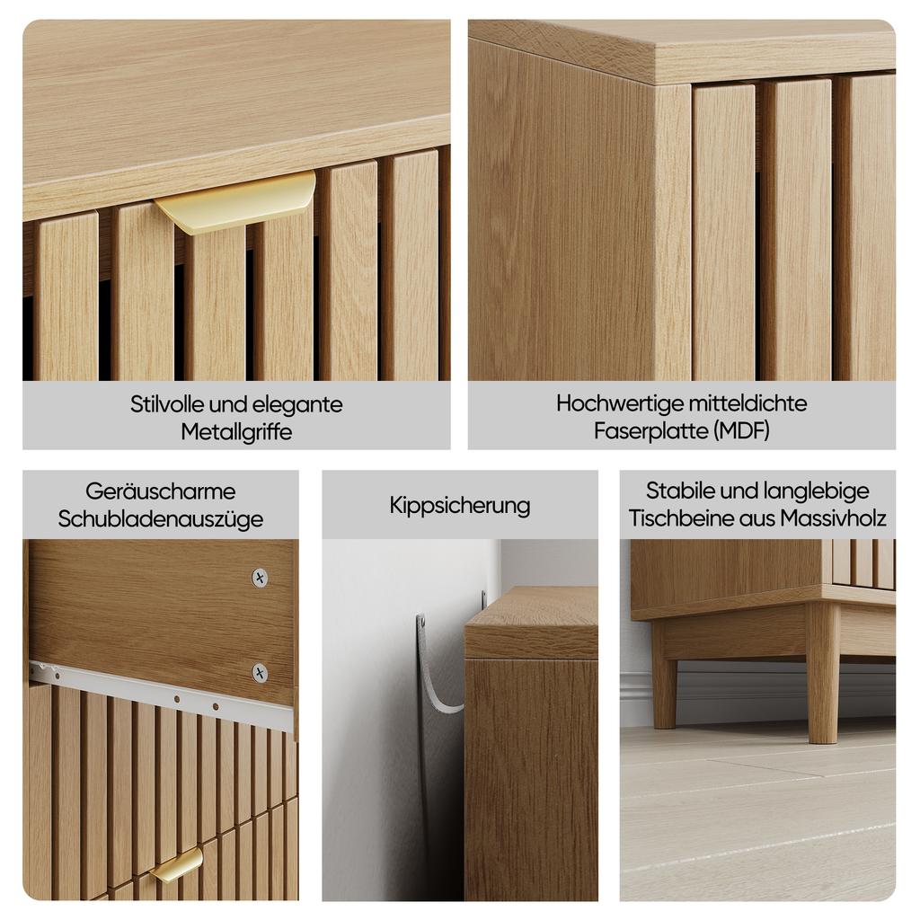 Modern Chest of Drawers in Medieval Country House Style with Three Drawers, Suitable for Living Room, Bedroom, Hallway, Oak Color.