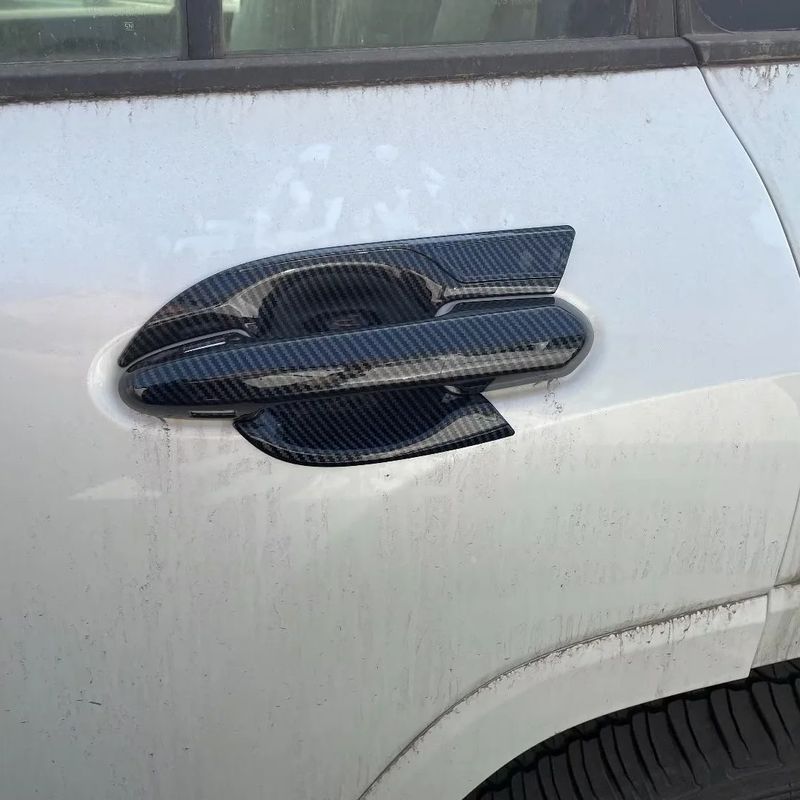For Toyota Land Cruiser LC300 ABS Carbon Black Door Handle Cover Door Bowl Frame Trims Car Styling Accessories