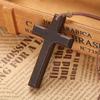 Fashion Cross Wooden Pendant Men's and Women's Necklace Black Brown Sweater Chain Rope Religious Neutral Jewelry Accessories