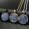 Seven Archangels Glass Medal Angel Pendant Necklace for Women Men Stainless Steel Seal of Solomon Protection Chain Jewelry Gift