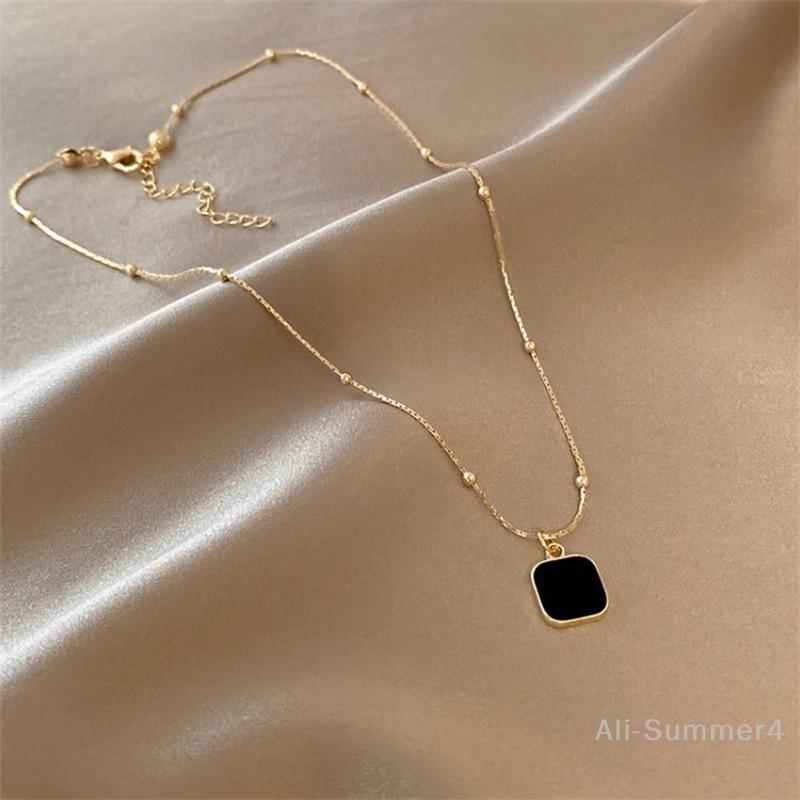 Black Exquisite Minimalist Square Pendant Choker Chains Fashion Necklace For Women Jewelry Party Gifts