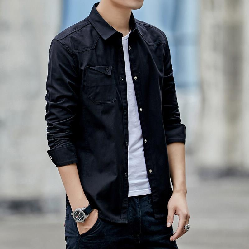 Men's Olive Green Long Sleeve Cargo Shirt, Casual Button Down Top with Chest Pocket for Daily Wear