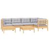 Vidaxl 7-Cz. Garden Lounge Set, Grey Cushions, Pine