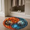 1pc home carpet yin yang floral design non-slip rug for office decor and living room gift ideas