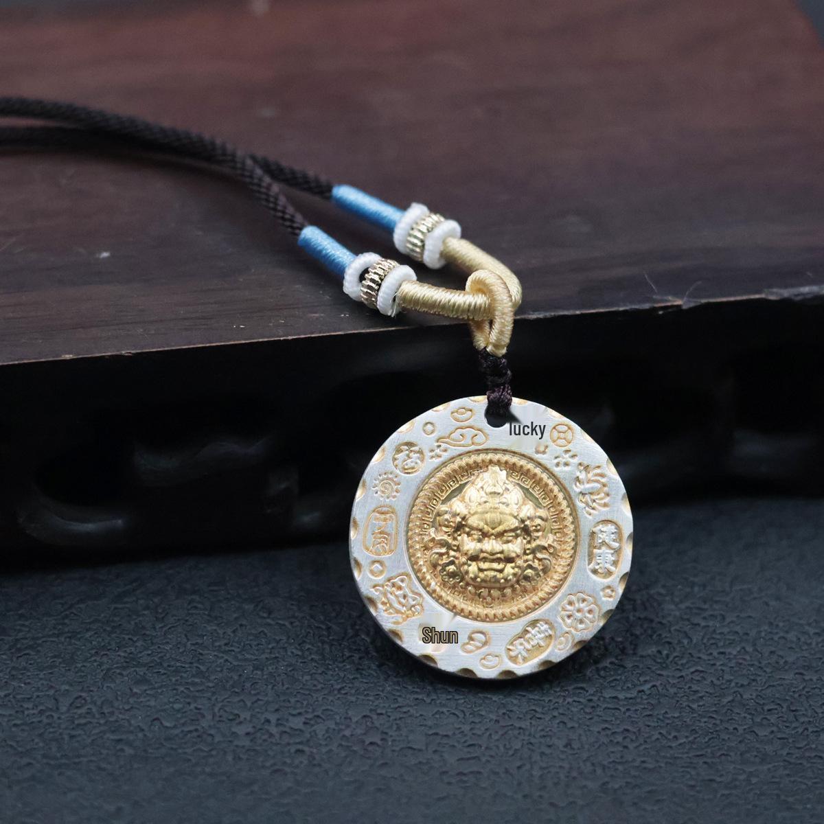 Позолоченный кулон Желтого Бога Богатства - Высококачественный Ретро Нишевый для Мира, Радости и Здоровья