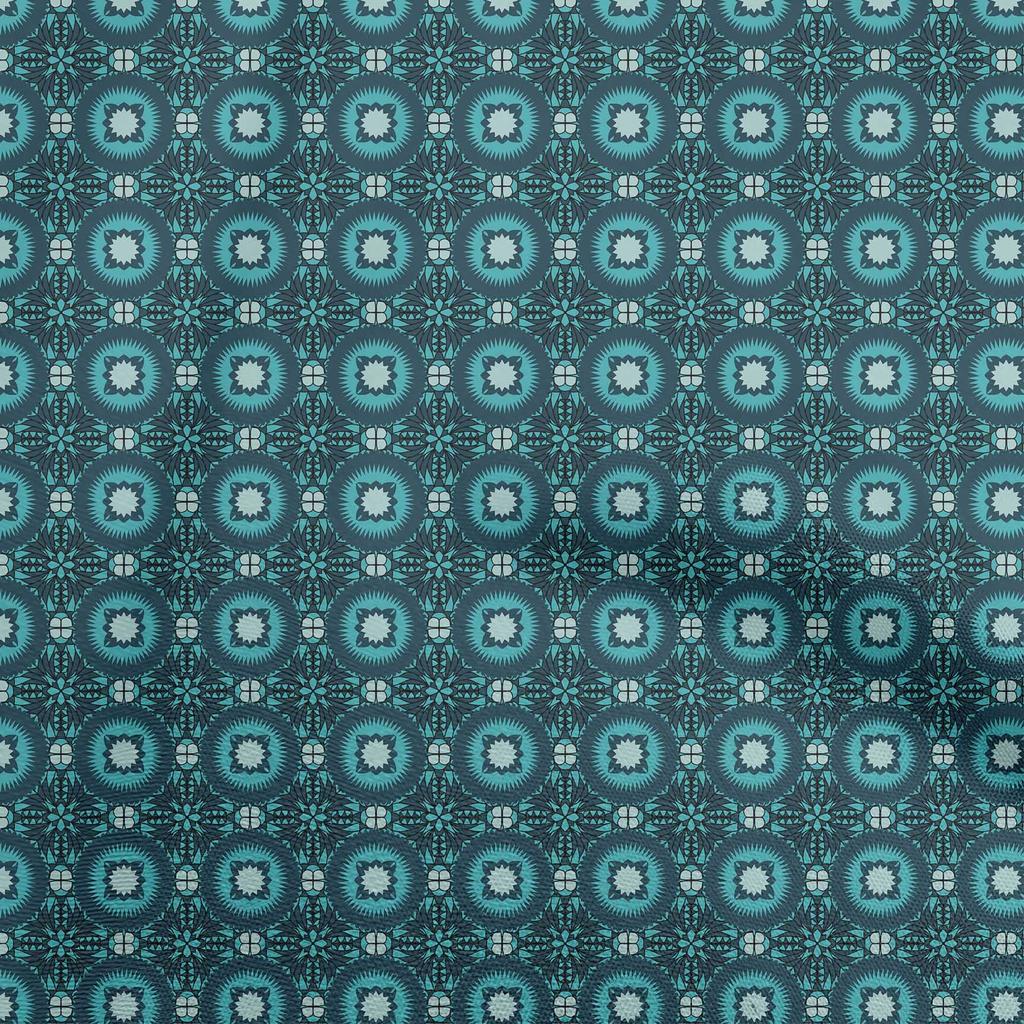 oneOone Cotton Poplin Blue Fabric Arabic Moroccan Quilting Supplies Print Sewing Fabric By The Yard 42 Inch