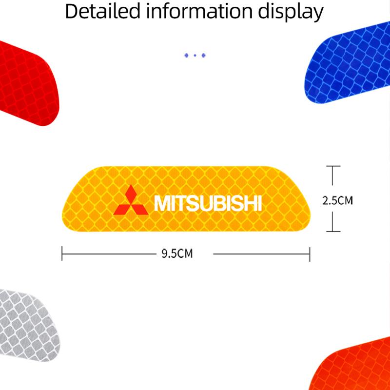 4Pcs Car Door Sticker Safety Warning Reflective Mark For Mitsubishi Eclipse Lancer Outlander Pajero ASX Colt Space Delica Triton