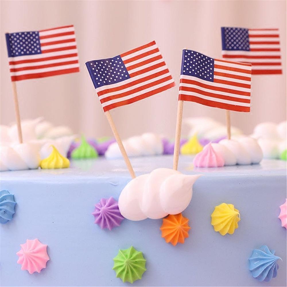 500Pcs Mini Toothpick Pick Flags America Flags Picks Party Cake Decorations