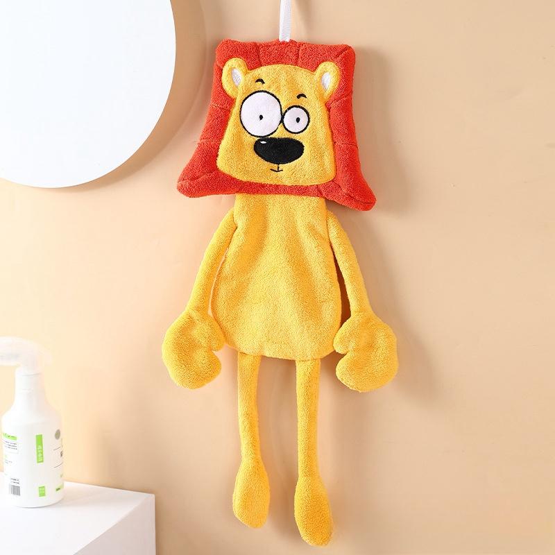 Cartoon Cute Lion Hand Towels Coral Velvet Soft Touch Fine Comfortable Skin-friendly Kitchen Bathroom Towel Super Absorbent