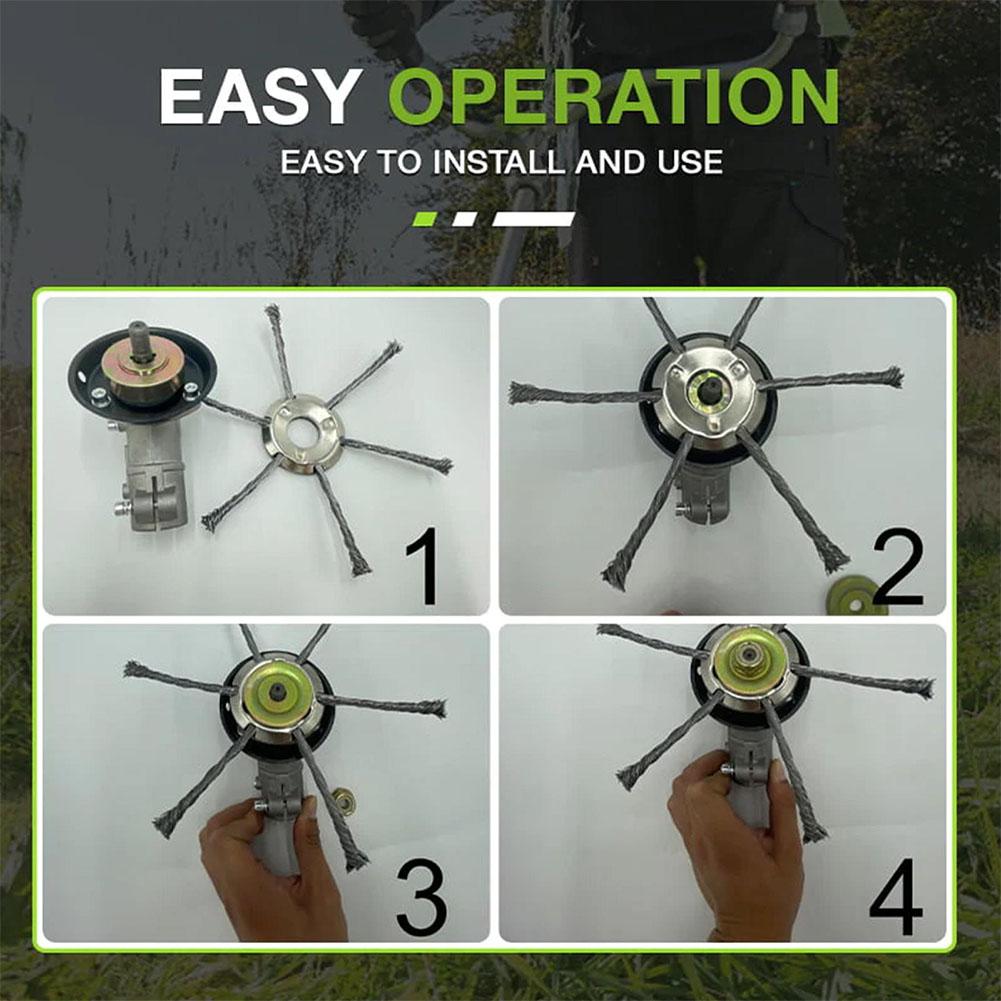 Steel Wire Grass Trimmer Head Universal Weed Brush Cutter Head Grass Trimmer Heads Derusting Weeding Wheel 6 Inch