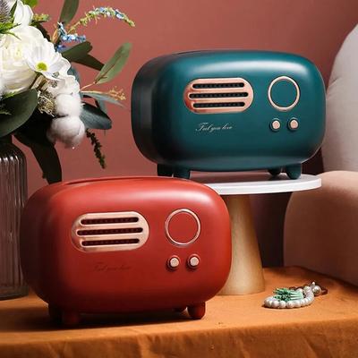 Retro Radyo Modeli Mendil Kutusu Masaüstü Kağıt Tutucu Ev Oturma Odası Mendil Kutusu Kılıfı Vintage Dağıtıcı Saklama Peçete Kutusu