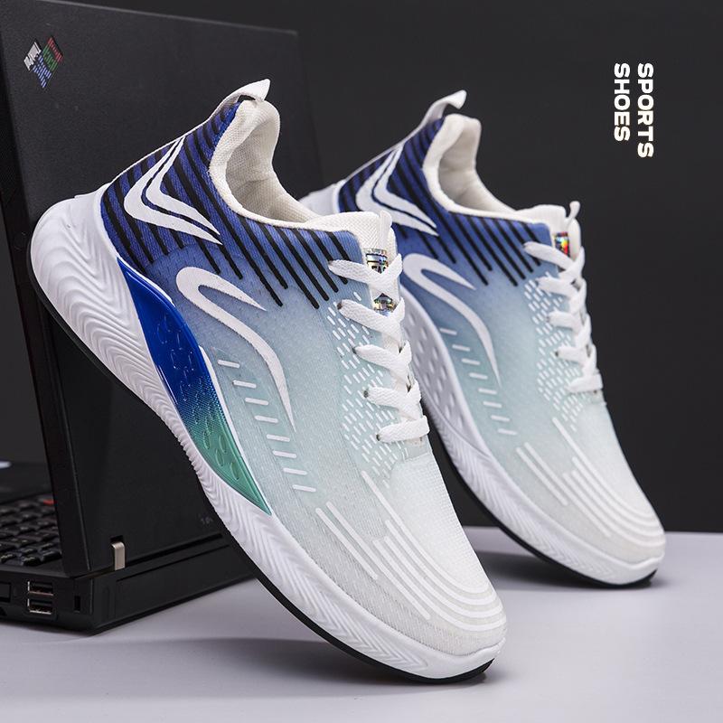 

Новые мужские туфли с мягкой подошвой, мужские повседневные кроссовки Fly Woven Mesh, дышащие, модные мужские кроссовки для бега 44