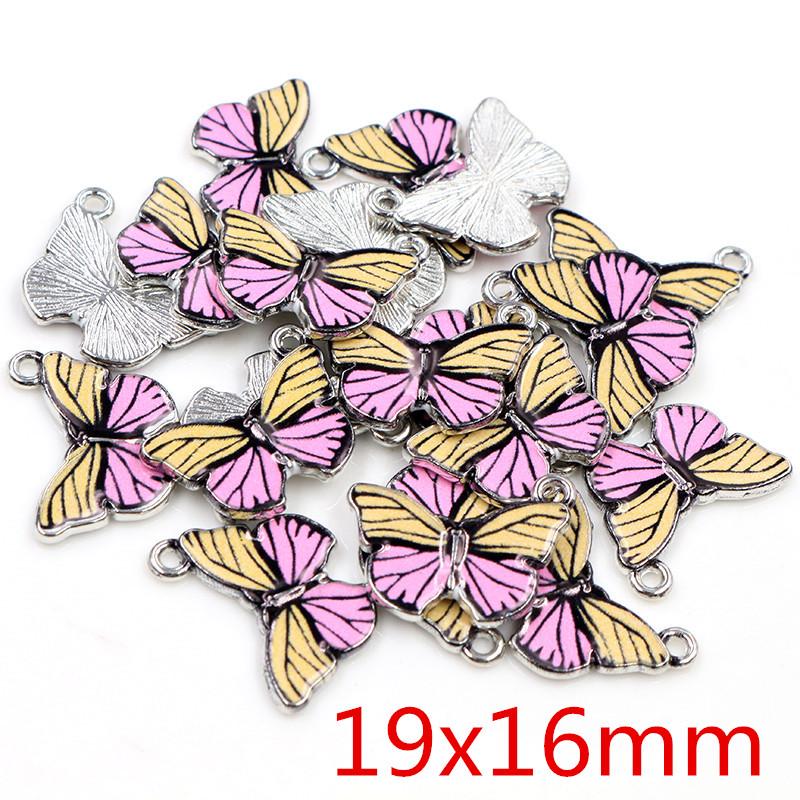 10pcs 21x15mm 19x16mm Colorful Butterfly Charms Pendant Enamel Metal Charms Necklace Bracelet DIY Jewelry Making Accessories