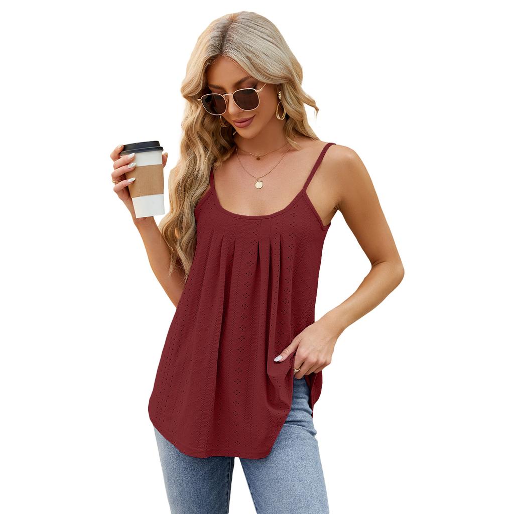 Spring and Summer Women's Tank Top T-shirt Sleeveless Camisole Hollow U Neck Vest