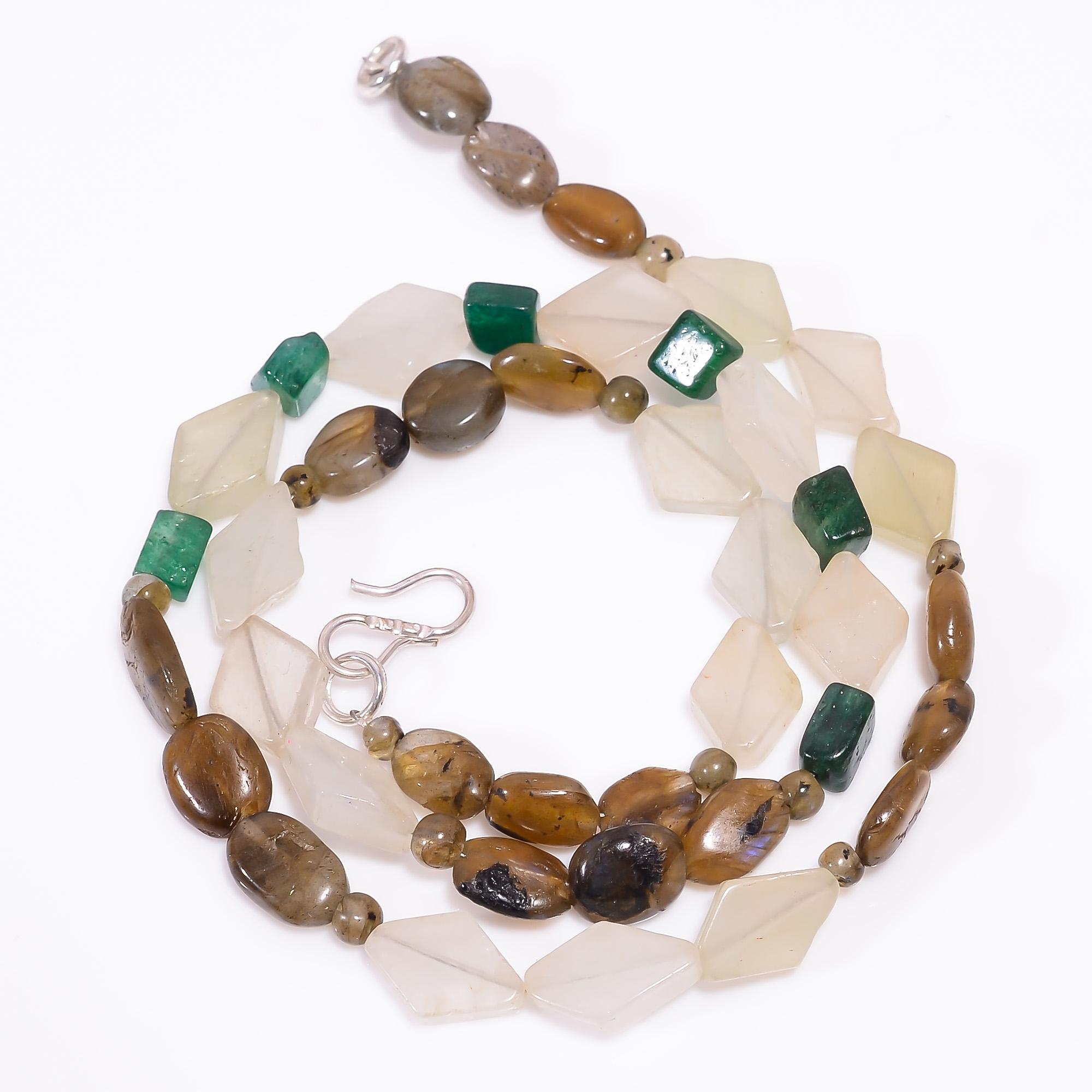 

Natural Labradorite Aventurine Gemstone Beads Necklace 4-14 mm 18 UB-7975 UB-7975
