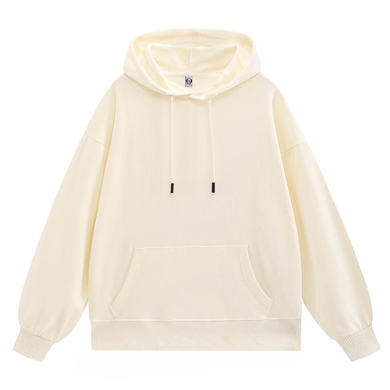 Solid Color Cotton Blends Sweatshirt Zipper Loop Knit Hooded Cardigan Jacket Loose Hoodie Team Uniform Work Advertising Hoodies Coat
