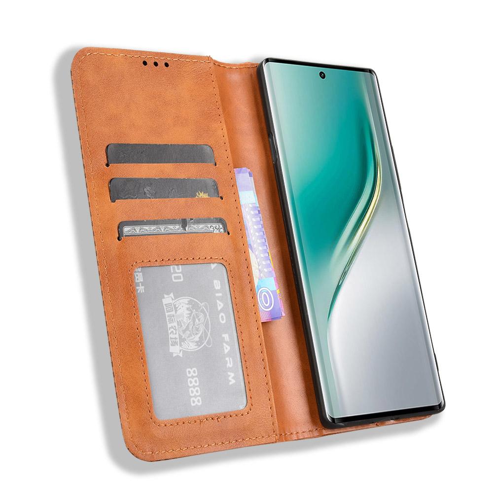 

For TECNO Camon 40 4G CM5 Leather Case Wallet Stand Retro Texture Phone Cover Black