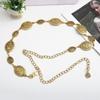Chaîne de taille en métal de style rétro pour femme, ceinture réglable en forme de cercle décoratif sculpté, accessoires de style haut de gamme