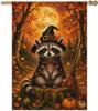 Fall Halloween Raccoon Garden Ag with Maple Leaves and Pumpkins Double Sided Polyester Outdoor Yard Ag for Ho PPZ