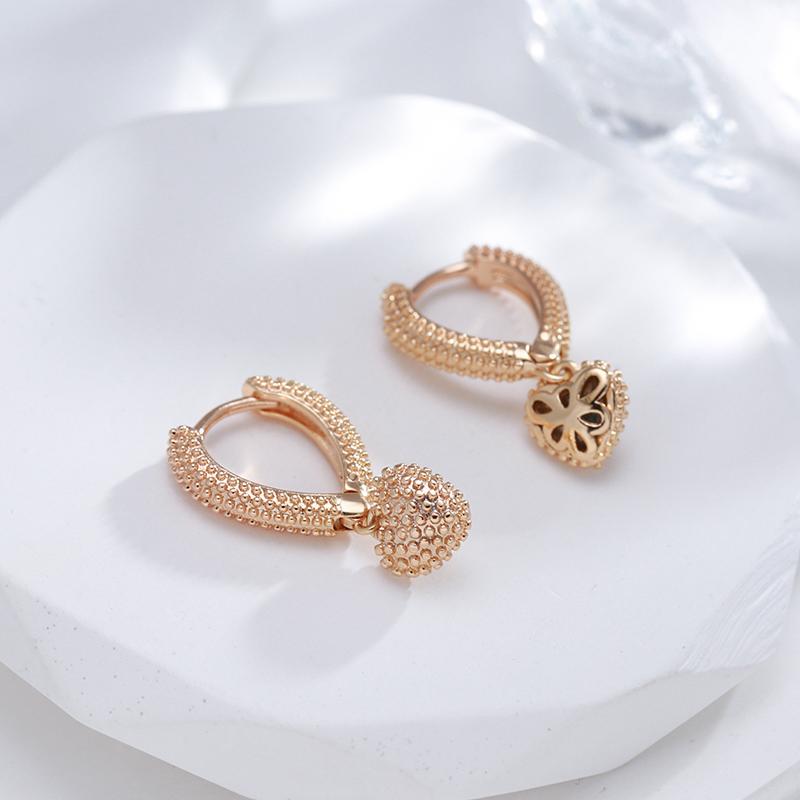 Boucles d'oreilles pendantes en forme de cœur pour femmes, Kinel, couleur or Rose, bijoux Vintage
