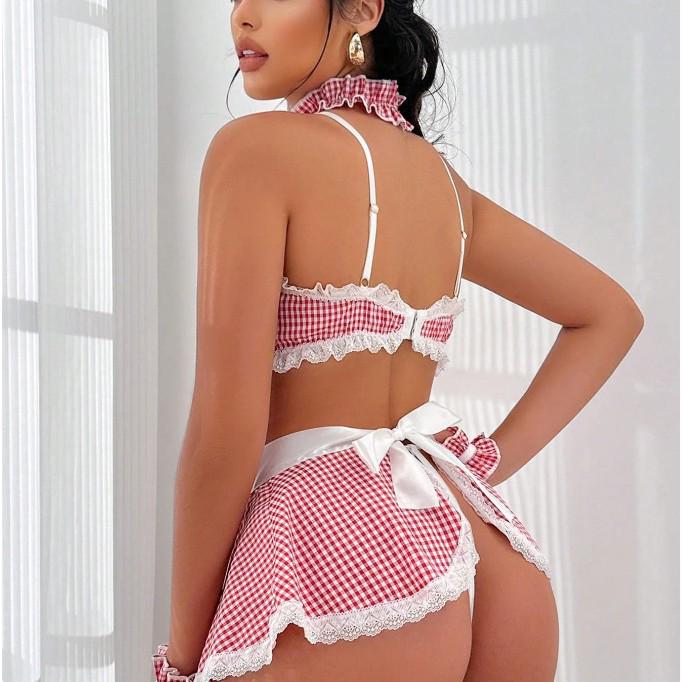 European & American Sexy Maid Uniform Lingerie - Tempting Semi-Transparent Pajamas