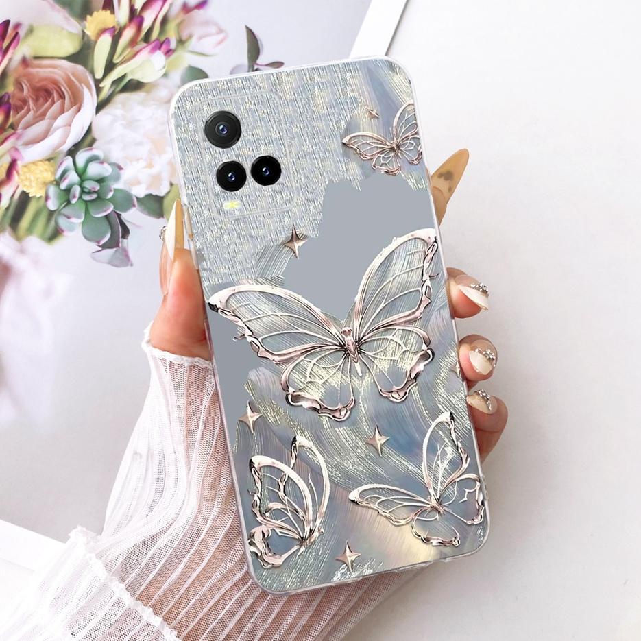 For Vivo Y33s 4G Case V2109 New Butterfly Painted Cover For Vivo Y21 Y21e Y21s Y21t Soft Silicone Case For Vivo Y33t Y 21 s Bags