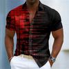Herren Color-Blocked Abstrakt Gestreiftes Kurzarmhemd, Sommer Mode Lässiges Herrenhemd, Hawaiihemd