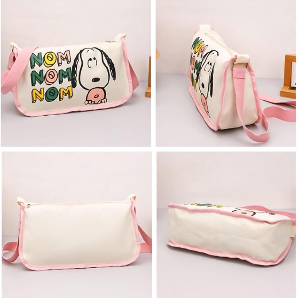 [hgTUP] Snoopy Umhängetasche, Tragetasche, Snoopy Schultertasche, Tragetasche mit Innentasche, Tasche für Besprechungen, für den Weg zur Arbeit, Canvas-Tasche, Dickes Snoopy,