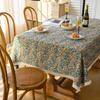 Floral Tablecloth Rustic Farmhouse Cotton Linen Blend Table Cover Dining Coffee