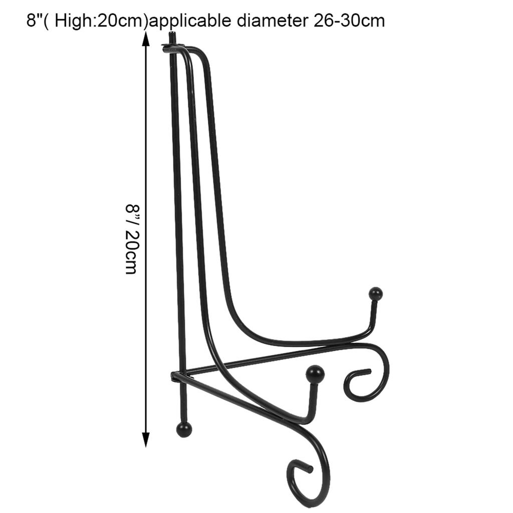 4" - 12" Iron Easel Display Stand Bowl Plate Photo Frame Book Artwor Black Bowl Plate Stand Photo Frame