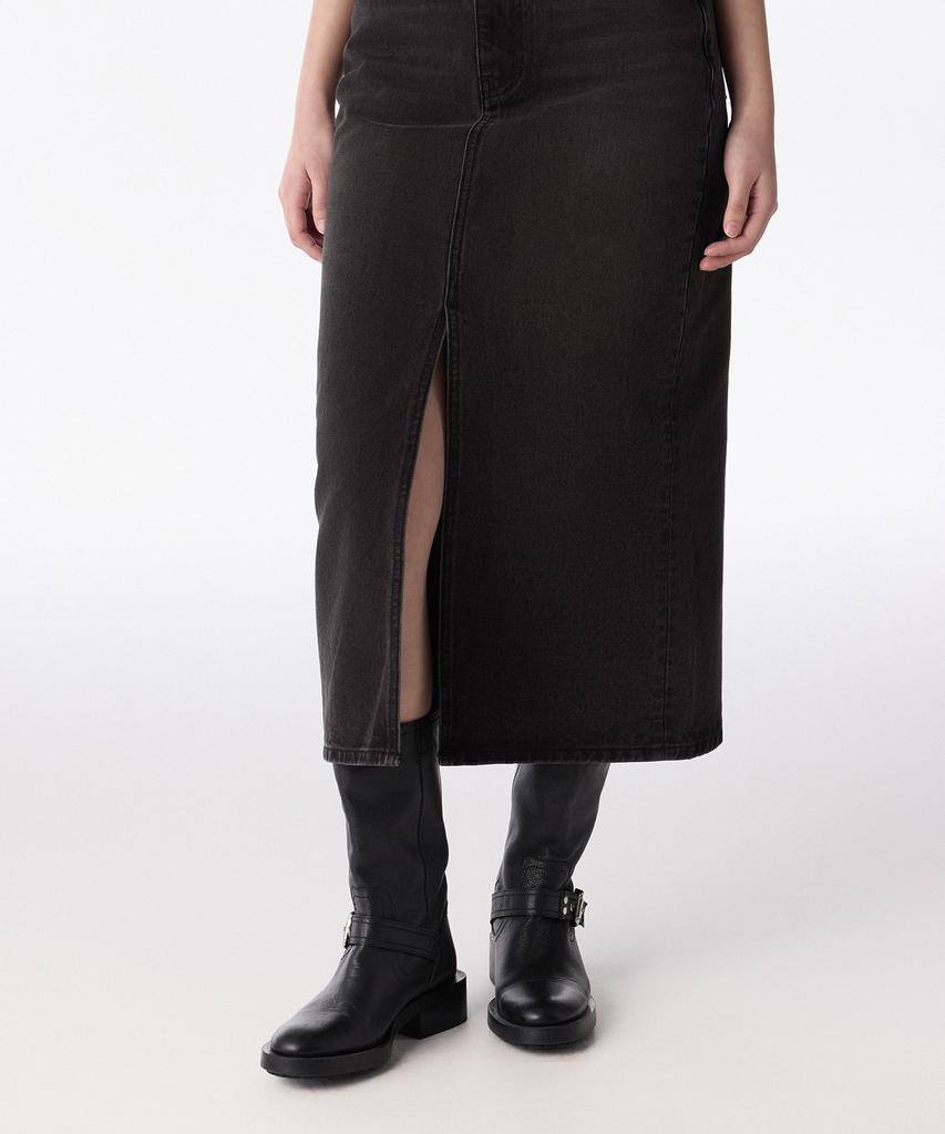 Musinsa Standard Woman Women'S Front Slit Denim Long Skirt [Rusty Black]