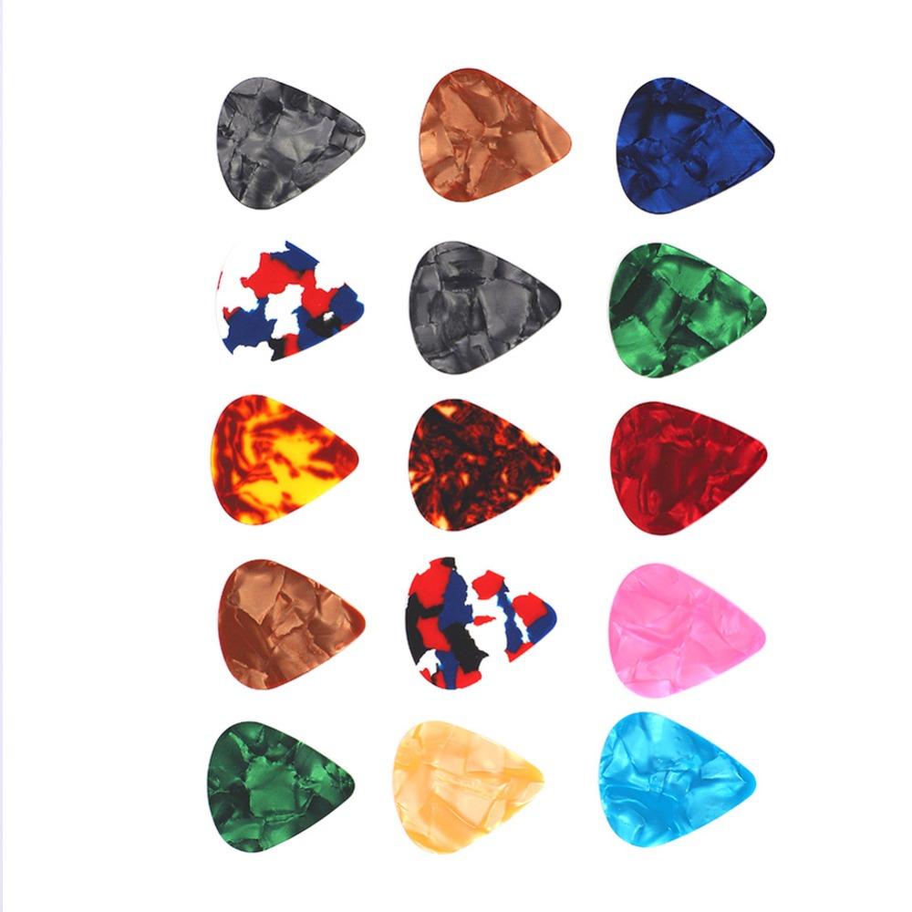 100PCS 0.46mm Thin Gauge Guitar Picks Mixed Colors Bass Guitar Picks Celluloid Plectrums For Guitar