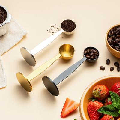 Premium 2-in-1 Maatschepjes voor Koffie Met Drukbodem Roestvrij Staal Koffie Tamper TSP Duurzaam Barista Gereedschap Koffieboon