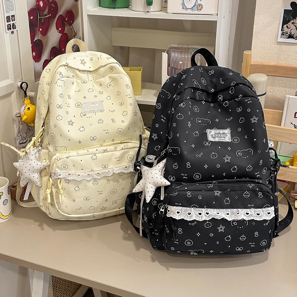 Schoolbag lace college style fresh schoolbag girl Korean backpack ins niche high value junior high school backpack