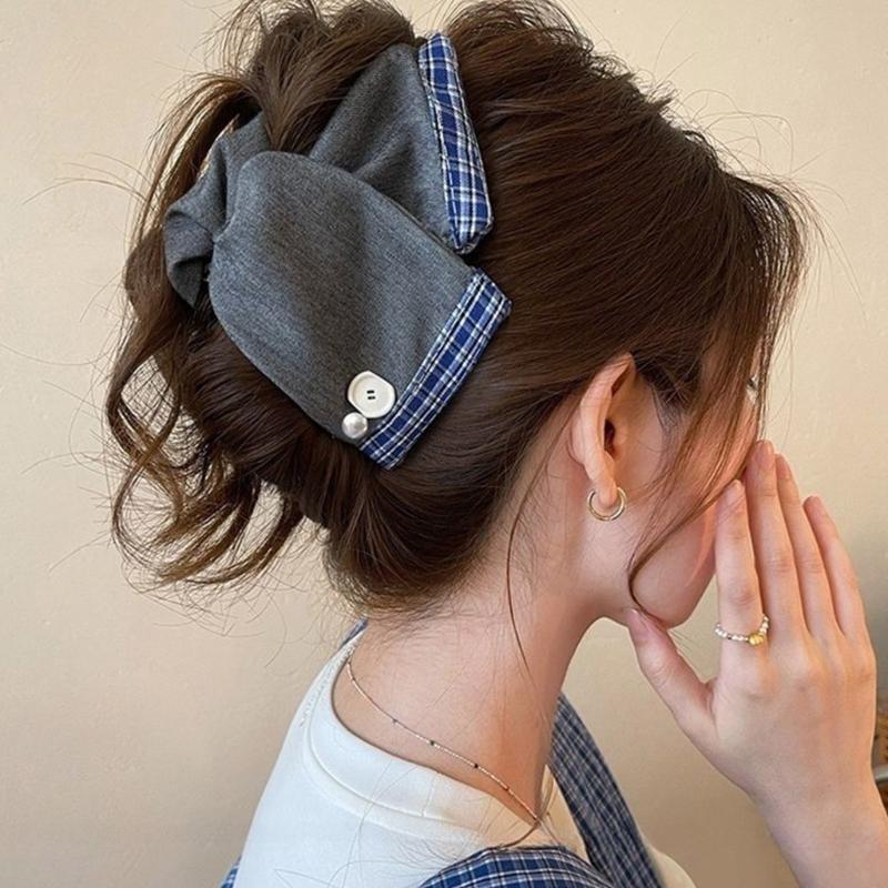 Large Fabric Bowknot Hair Clip For Women Everyday Hair Styling Comfortable Ponytail Holder for Formal Event Casual Wear