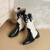 Foreign Trade Large Size Women's Boots Autumn and Winter Retro Versatile Splicing Thick Heel Short Boots Ins Western Cowboy Boots Tide