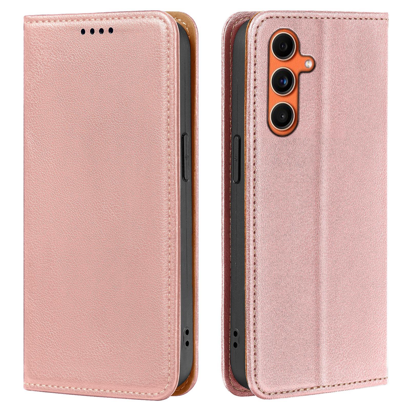 

For Samsung Galaxy S25+/S24+ Case Wallet RFID Blocking Leather Phone Cover Strong Magnetic Closure Rose Gold