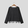 Autumn Women Off Shoulder Long Sleeve Lace Patchwork Knitted Sweater Jumper Pullovers