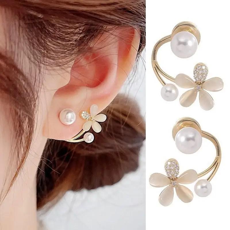 925 Silver Needle Green Flower Earrings For Women Korean Fashion Jewelry Trending Luxury Zircon Leaf Women's Stud Earrings