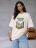 Thick Milky Oversized T-Shirt with Tennis Club Print
