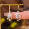 2025 Trendy Auspicious Cloud Zirconia Earrings for Women: Shiny Diamond-Look Ear Hooks In Chinese Style