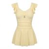 1011 senior one-piece swimsuit for women, thin and belly-covered conservative skirt-style vacation soaking in hot spring, pure desire hot spring women