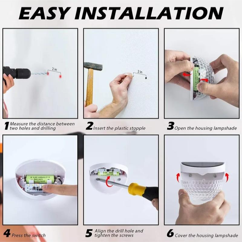 2Pack LED Solar Light Outdoor Wall Lamps Energy Garden Lamps Waterproof Solar Fence Lamp Decoration Festoon