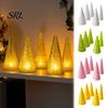 Christmas Gift for Friends 5Pcs Illuminated Tree With/No LED Lights, Nordic Style Luminous New Year Party Favors Tabletop Ornaments, Cone Home Office