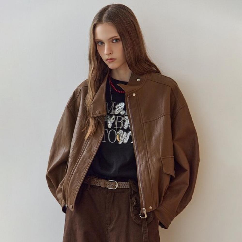 

Maxza Fake Leather Check Color Block High Neck Blouson Jumper Ze10qj011nh Camel/FREE