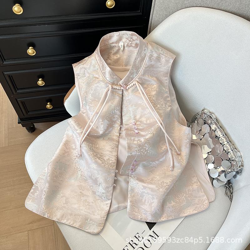 Satin Vest Vest Women's Spring New Jacquard Vest Sleeveless Vest Top