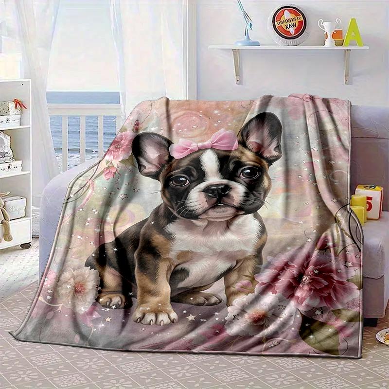Cartoon Bulldog Stars Blanket Flannel Blanket Throw Blanket Sofa Cover Blanket Soft Premium Blanket Picnic Blanket Tv Blanket Gifts